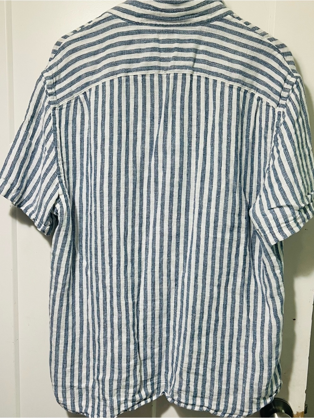 Faherty Button Front Short Sleeve Palma Linen Shirt Horizon Ivory Stripe Mens - Picture 7 of 8